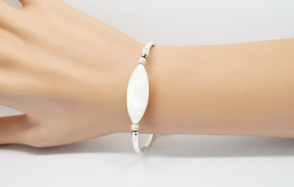 Bracelet jonc argent et nacre