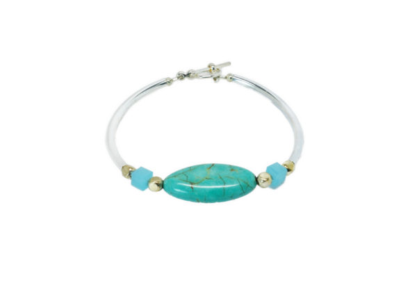 Bracelet femme argenté turquoise