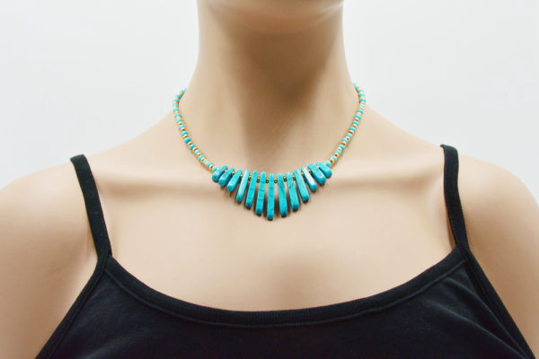 Collier plastron Égyptien en turquoise - Egyptian – Image 3