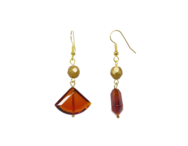 Boucles d'oreilles éventail ambre - Caramel – Image 2