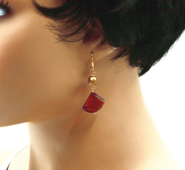 Boucles d'oreilles éventail ambre - Caramel – Image 3