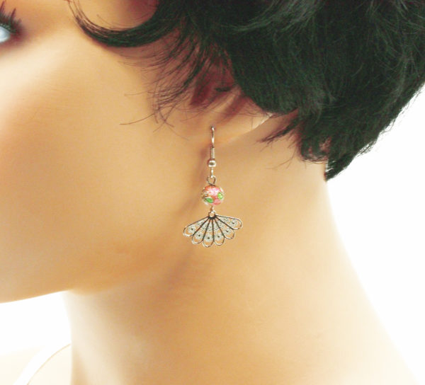 Boucles d'oreilles éventail émaille - Asiana – Image 3