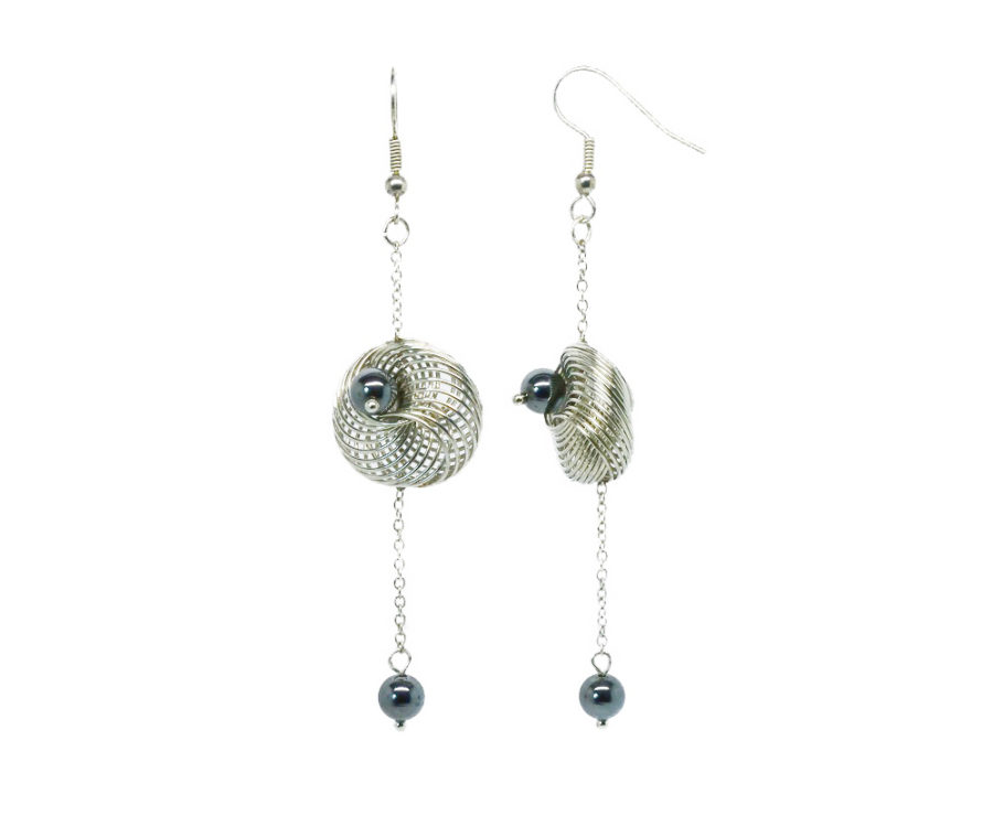 Boucles D'Oreilles Pendantes En Hématite Naturelle - Modèle Clip (Dormeuses)