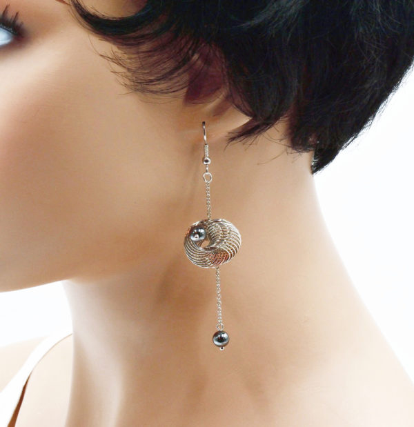 Boucles d'oreilles spirale hématite - Swirl Infinity – Image 3