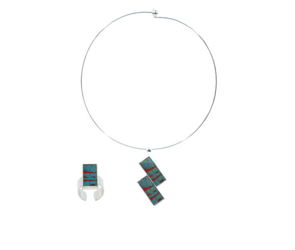 Parure collier torque pendant en cuir bleu - GALACTICA – Image 4
