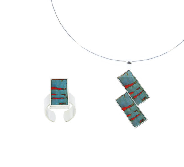 Parure collier torque pendant en cuir bleu - GALACTICA – Image 5
