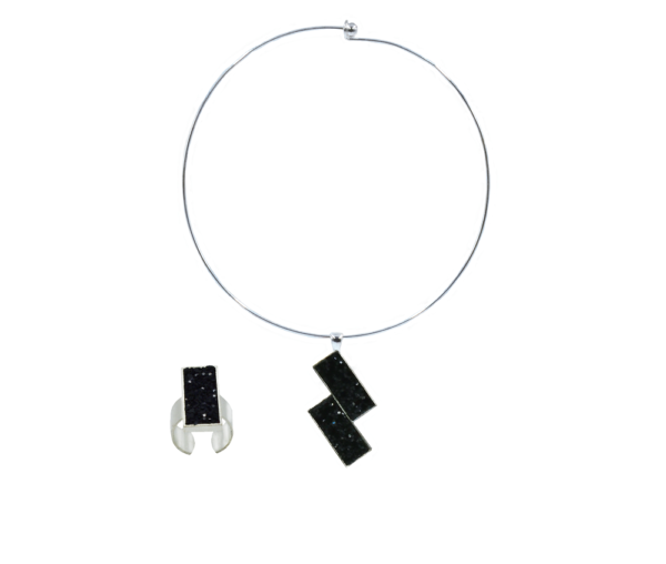 Parure collier torque pendant en cuir bleu - GALACTICA – Image 7