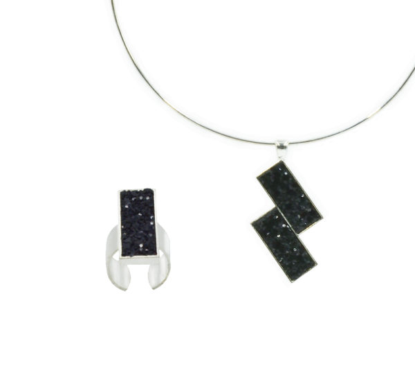 Parure collier torque pendant en cuir bleu - GALACTICA – Image 8