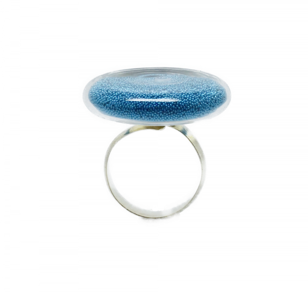 Bague argentée globe verre soufflé plat- Palett Atome – Image 3
