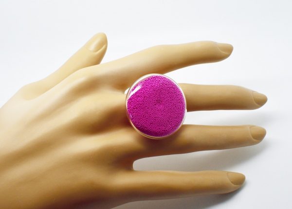 Bague verre soufflé plat - Palett Atome rose – Image 4