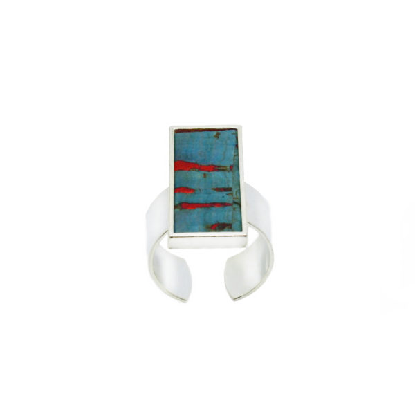 Bague rectangulaire cuir noir pailleté - Scarlett – Image 5