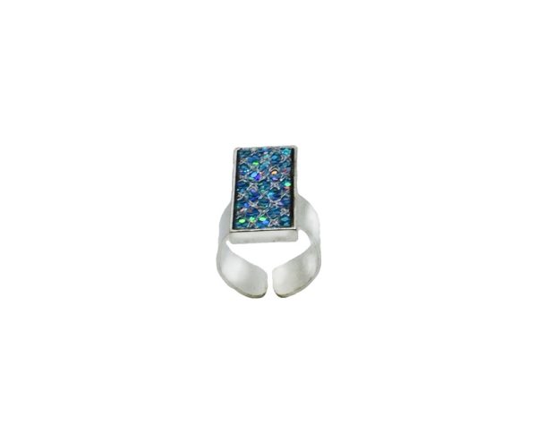 Bague rectangulaire cuir noir pailleté - Scarlett – Image 7