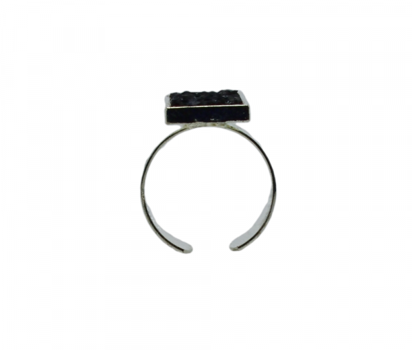 Bague rectangulaire cuir noir pailleté - Scarlett – Image 3