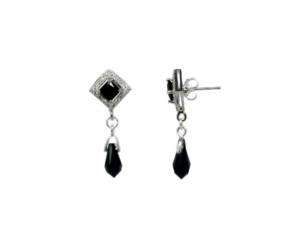 Boucles d'oreilles pendantes noires  - Duchesse – Image 2