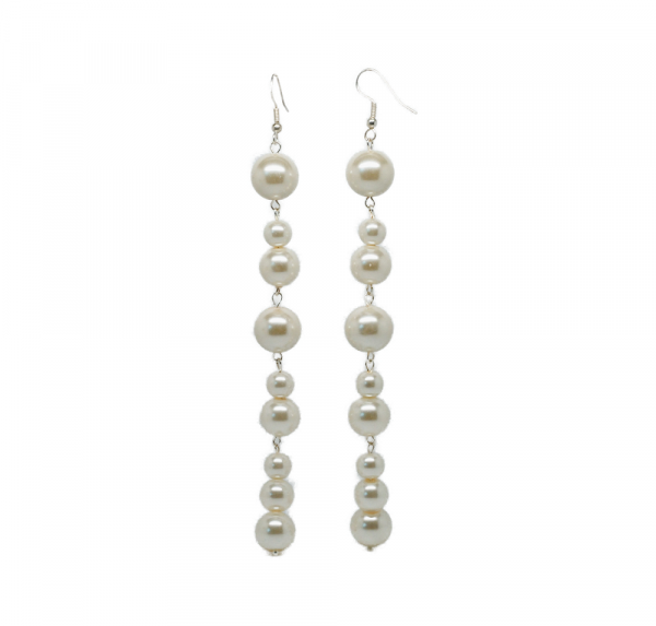 Boucles d'oreilles longues perles nacrées - New-wedding – Image 2