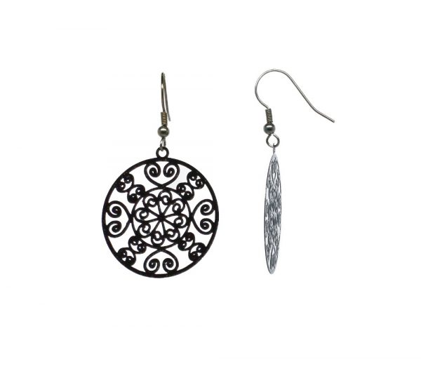 Boucles d'oreilles filigrane noire - Rosace – Image 2