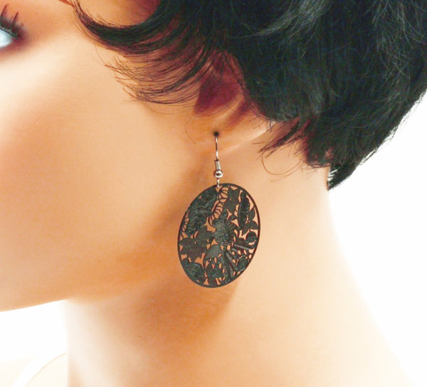 Boucles d'oreilles pendantes filigrane noire - Paradis perdu – Image 3