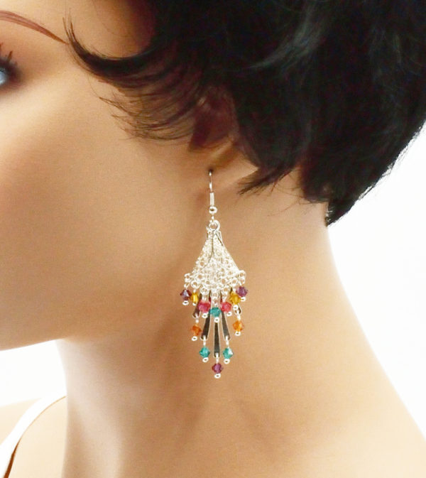 Boucles d'oreilles filigrane multicolore- Carnaval – Image 3