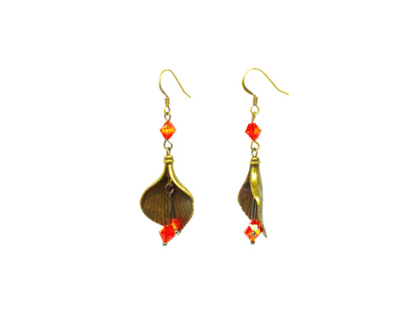 Boucles d'oreilles feuille bronze  Swarovski - Automne – Image 2