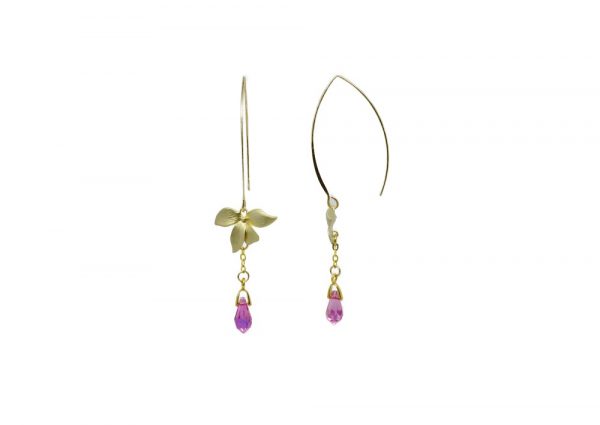 Boucles d'oreilles crochets Orchidées - Orchidée dorée – Image 2