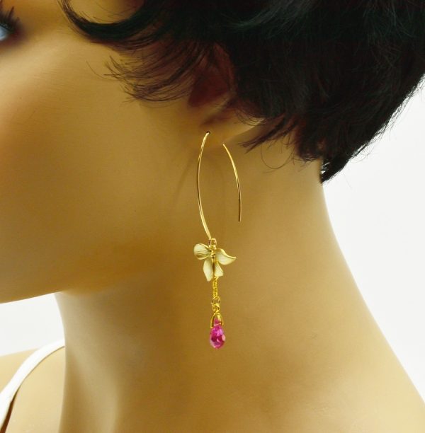 Boucles d'oreilles crochets Orchidées - Orchidée dorée – Image 3