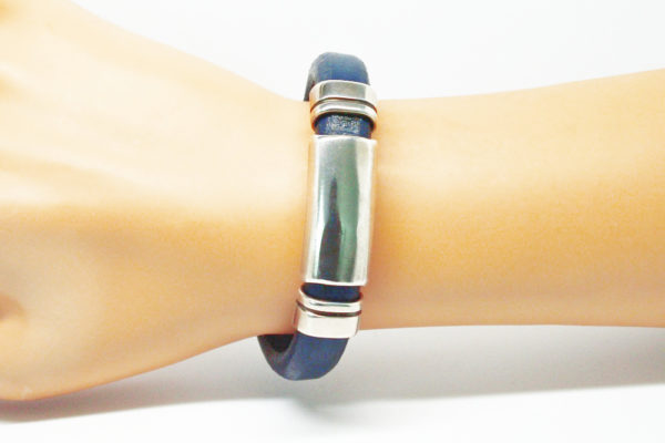 Bracelet homme cuir bleu marine - Nôm – Image 3