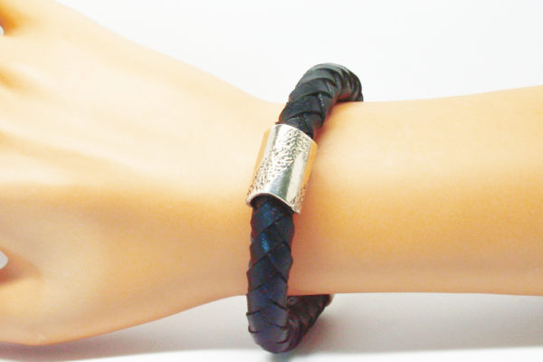 Bracelet homme cuir noir tressé - Noblesse – Image 3