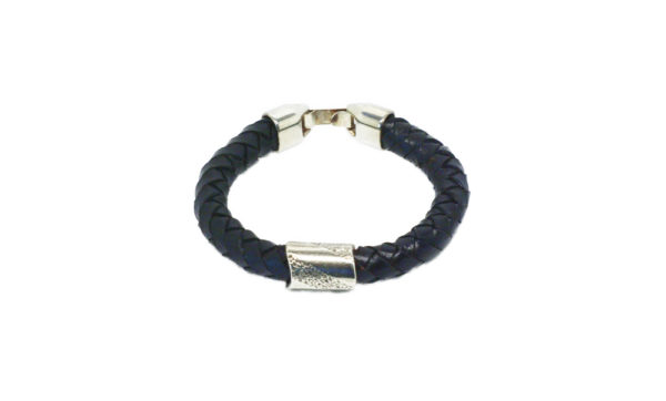 Bracelet homme cuir noir tressé