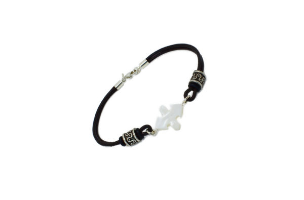 Bracelet cuir mixte noir et nacre - Vice-versa – Image 2