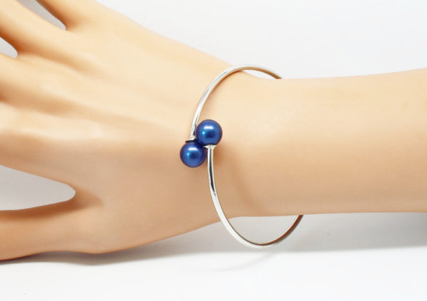 Bracelet jonc ouvert perle nacre - Angéline – Image 5