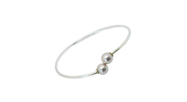 Bracelet jonc ouvert perle nacre - Angéline – Image 2