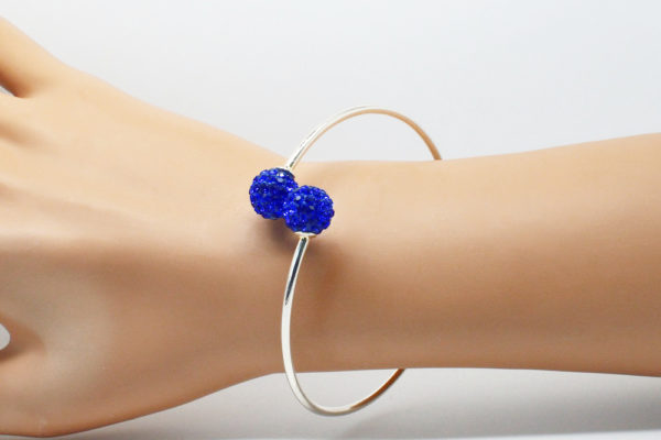 Bracelet jonc argenté perle - Angéline disco – Image 9