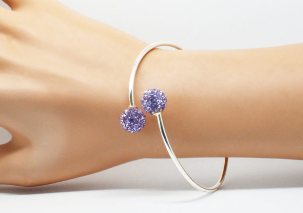 Bracelet jonc argenté perle - Angéline disco – Image 3