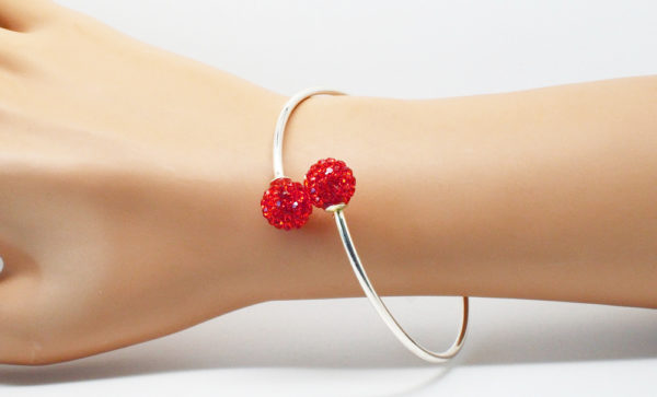 Bracelet jonc argenté perle - Angéline disco – Image 7