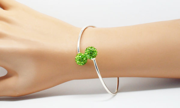 Bracelet jonc argenté perle - Angéline disco – Image 11