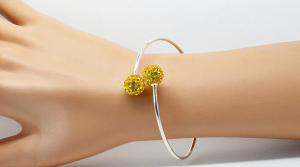 Bracelet jonc argenté perle - Angéline disco – Image 17