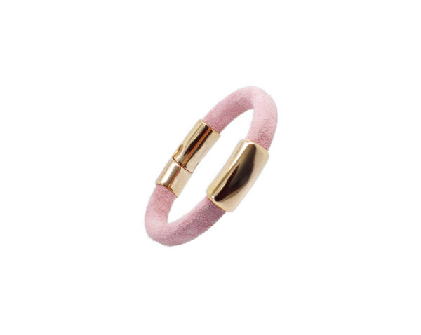 Bracelet cuir daim doré rose  - Romance – Image 2