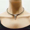 Collier en cuir pendentif bulle argenté- Mind – Image 3