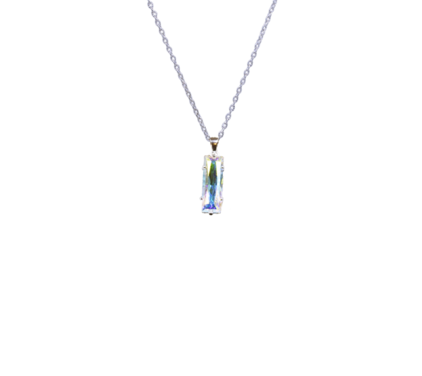 Collier pendentif rectangle cristal