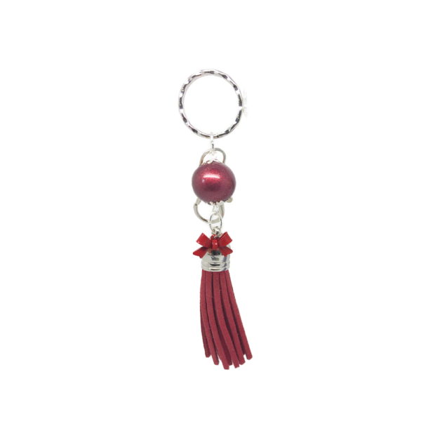 Porte-clés argenté pompon daim- PC001 – Image 4