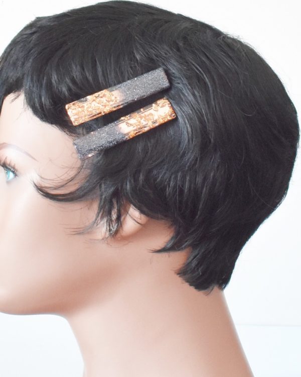 Barrettes cheveux résine noir et or - Evergold – Image 13