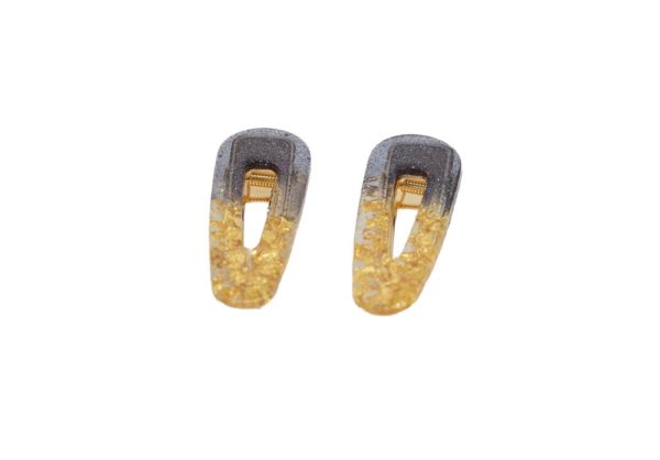 Barrettes cheveux résine noir et or - Evergold – Image 7