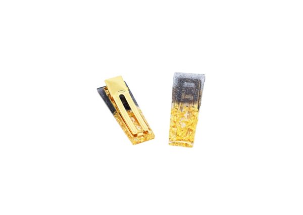 Barrettes cheveux résine noir et or - Evergold – Image 2