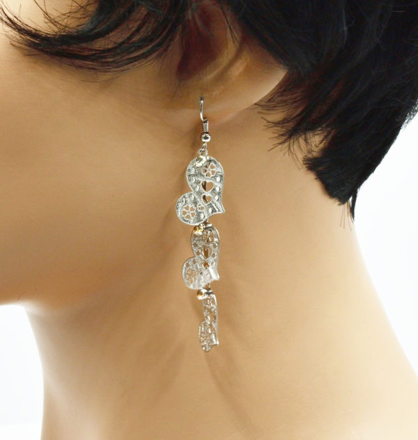 Boucles d'oreilles filigrane cœurs -Cascade de cœurs - – Image 3
