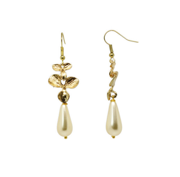 Boucles d'oreilles orchidées dorées - Flower fall – Image 2