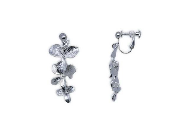 Boucles d'oreilles fleurs orchidées - Silver Flower fall – Image 2