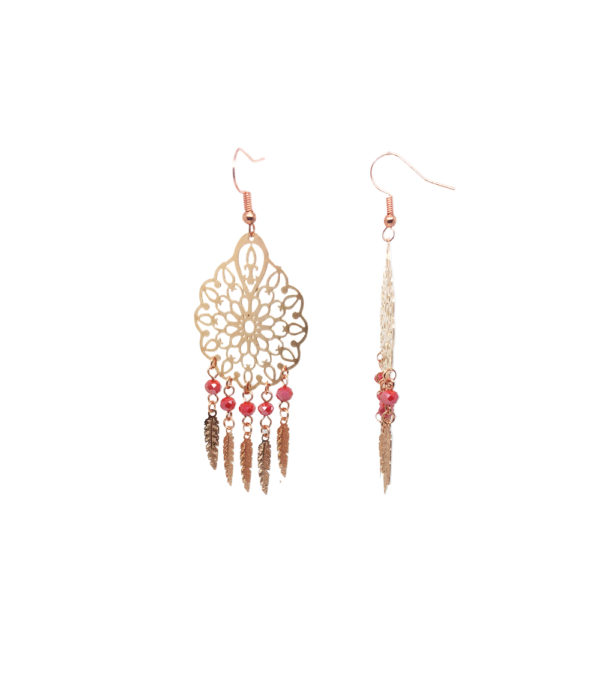 Boucles d'oreilles filigrane or rose