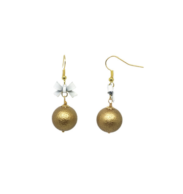 Boucles d'oreilles nœud perle dorée - Cinderella – Image 2