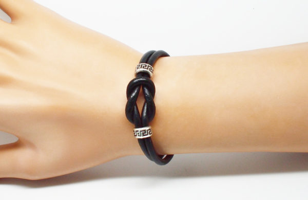 Bracelet cuir infini noir mixte - You & Me – Image 3
