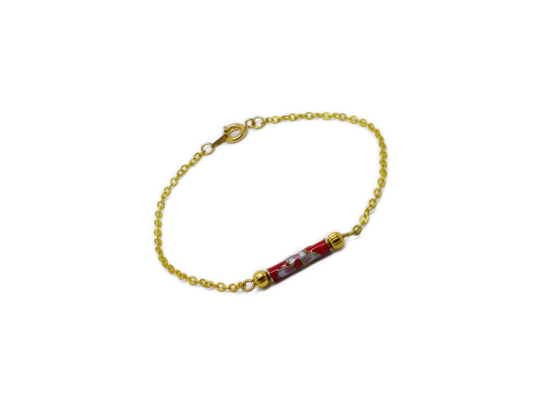 Bracelet chaine perle émaillée - Petite fleur d'Asie – Image 2